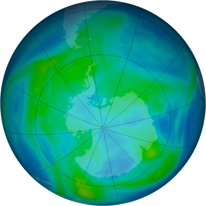 Antarctic ozone map for 22 April 2006